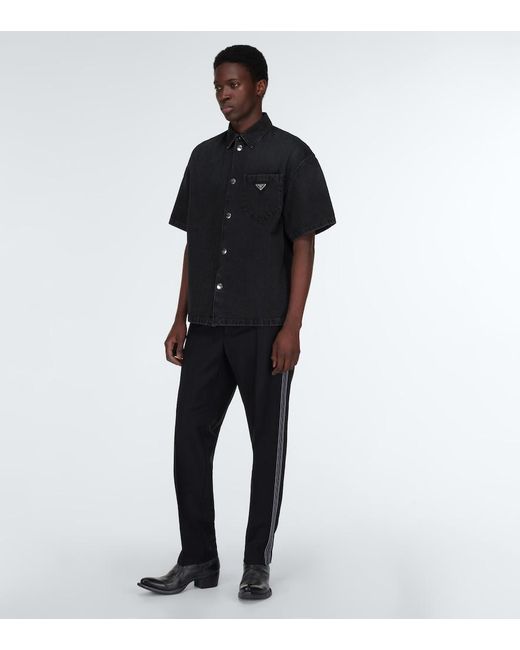 Prada Black Denim Triangle Shirt for men