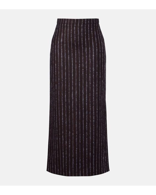 Erdem Purple Pinstripe Wool And Mohair Pencil Skirt