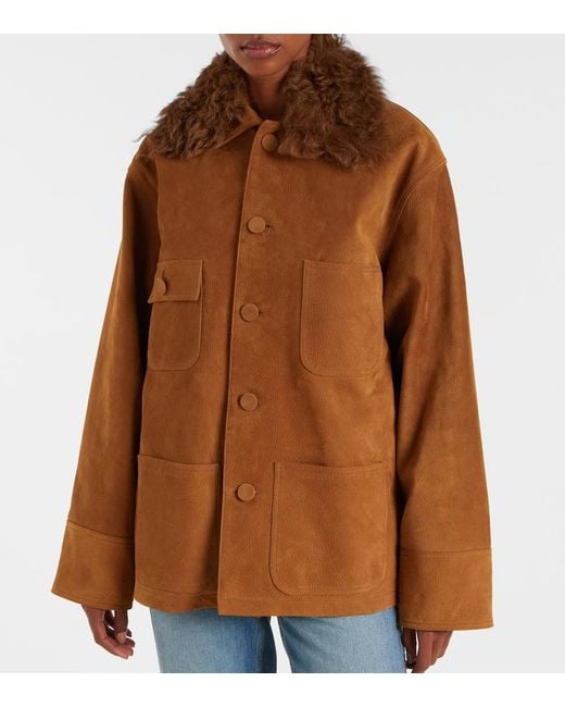 Plan C Brown Oversized Leather Jacket