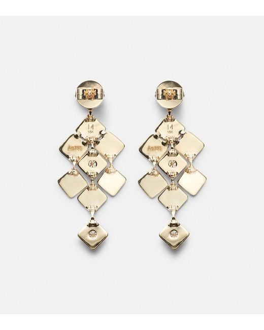 Ileana Makri Metallic Tile Temple 18Kt Drop Earrings With Diamonds