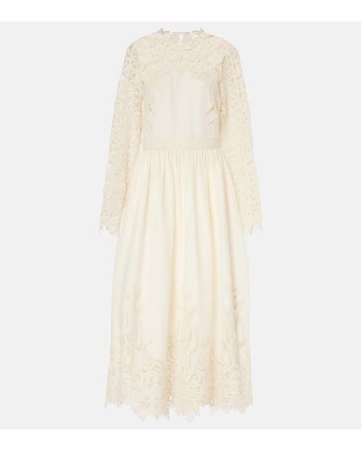 Ulla Johnson White Palermo Lace-Trimmed Cotton And Silk Gown