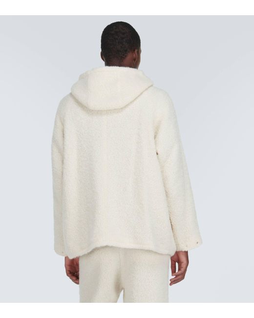 Auralee Natural Oversized Wool And Alpaca Hoodie for men