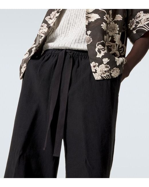 Commas Black Wide-Leg Linen Pants for men
