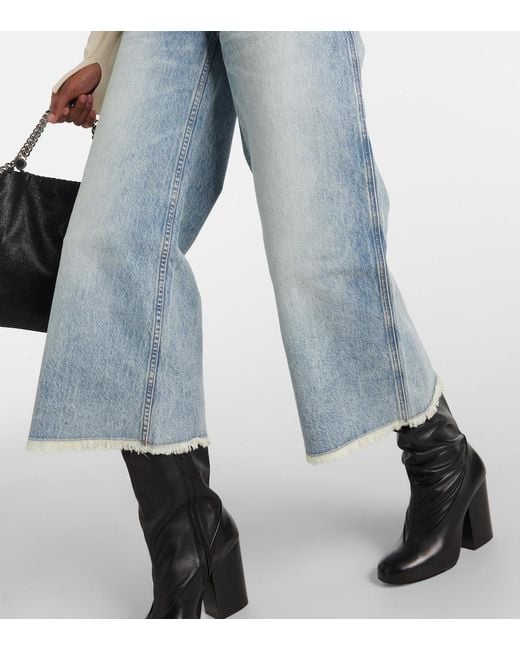 Stella McCartney Blue High-Rise Cropped Flared Jeans