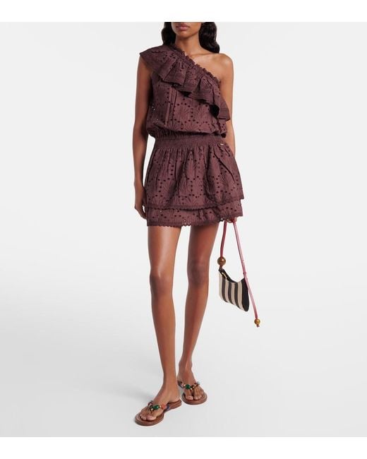 Melissa Odabash Brown Bree Broderie Anglaise Cotton Minidress