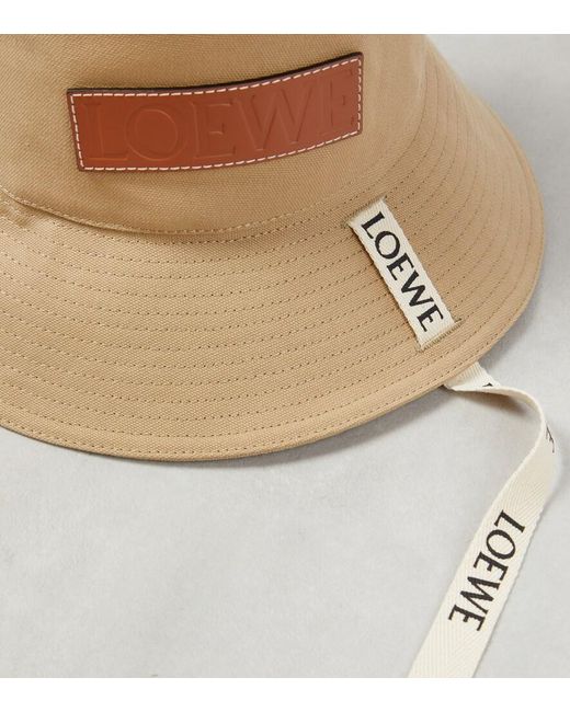 Loewe Logo Canvas Bucket Hat in White | Lyst