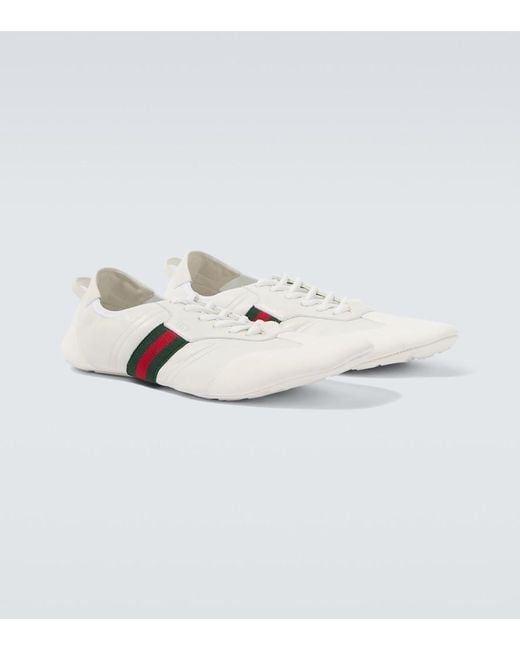 Gucci Metallic Flex Leather And Suede Sneakers for men