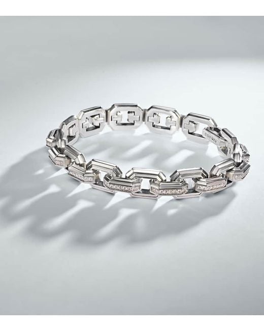 David Yurman Metallic 925 Sterling Chain Bracelet With Diamonds for men