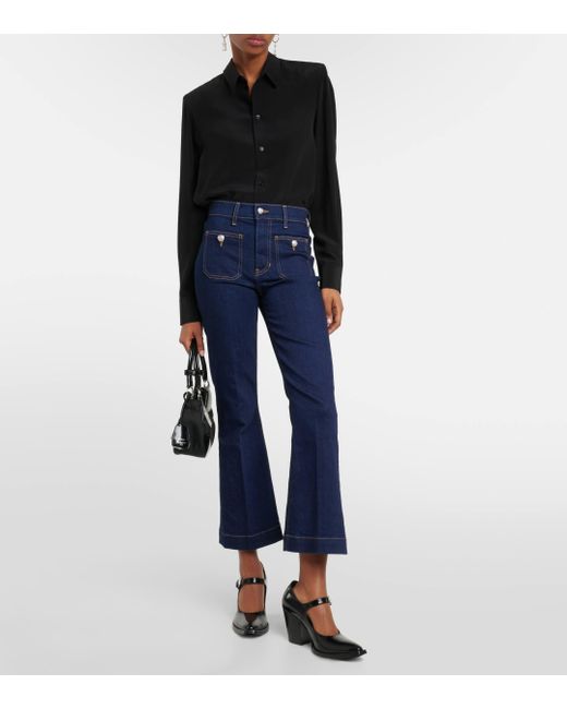 Veronica Beard Blue Carson Cropped Flared Jeans