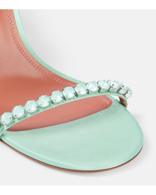 AMINA MUADDI Green Sandalen Gigi 95 Aus Satin Mit Kristallen