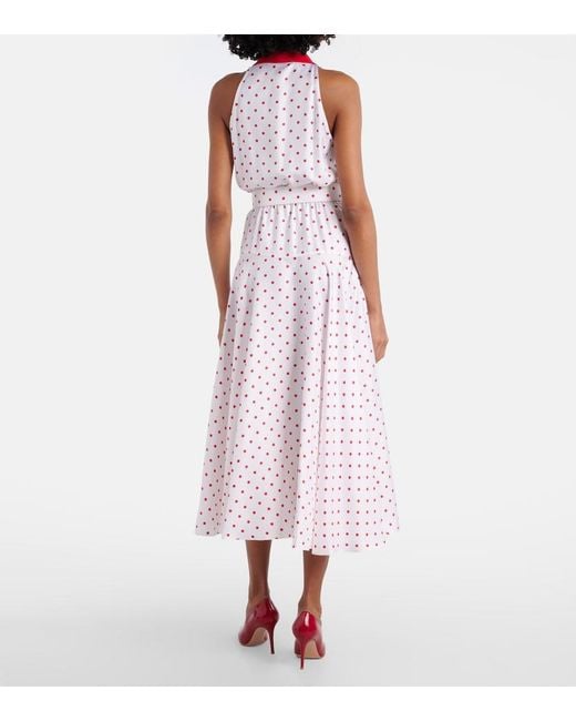 Rodarte Pink Polka-Dot Belted Silk Twill Midi Dress