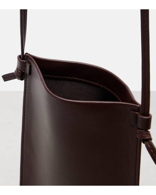 The Row Brown Camie Leather Pouch With Strap