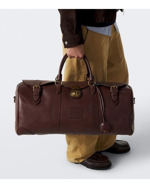 Polo Ralph Lauren Brown Heritage Lock Large Leather Duffel Bag for men
