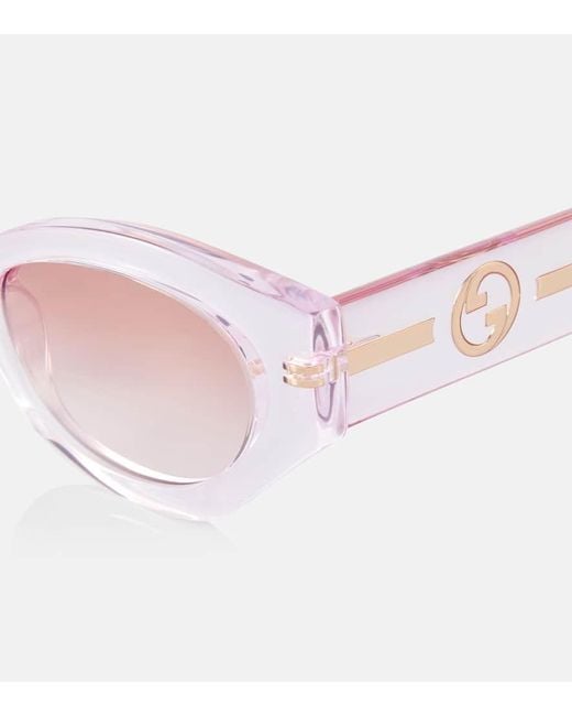 Gucci Pink Runde Sonnenbrille Interlocking G