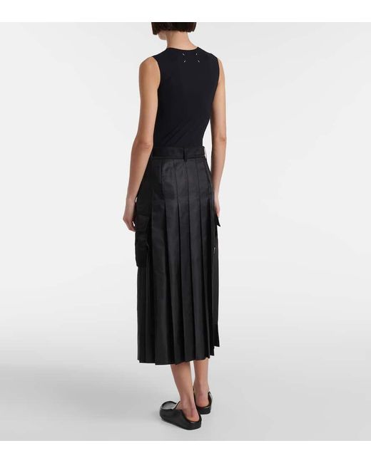 Sacai Black Nylon Twill Midi Skirt