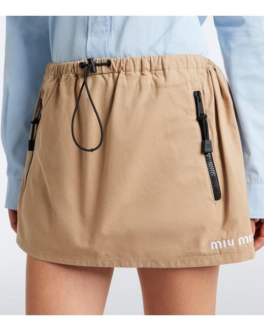 Miu Miu Natural Cotton Gabardine Miniskirt