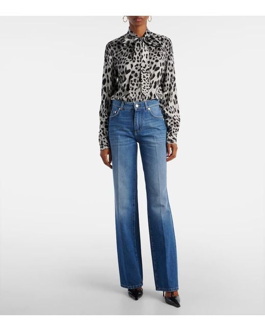 Dolce & Gabbana Blue High-Rise Wide-Leg Jeans