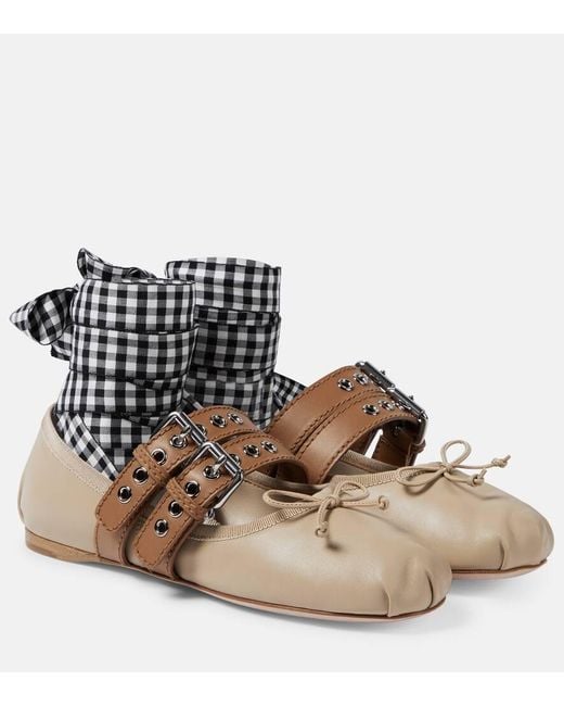 Miu Miu Black Leather Ballet Flats