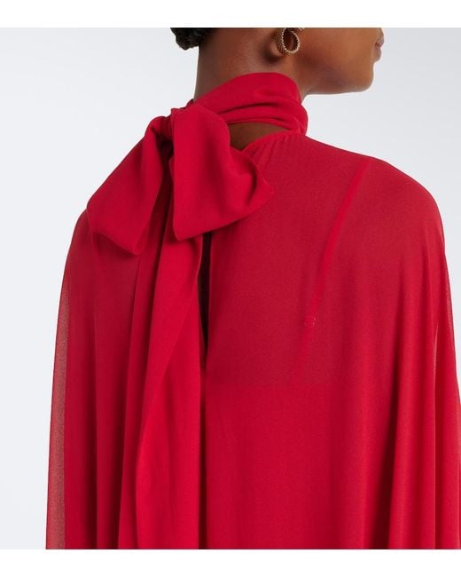 De La Vali Red Socorro Chiffon Maxi Dress