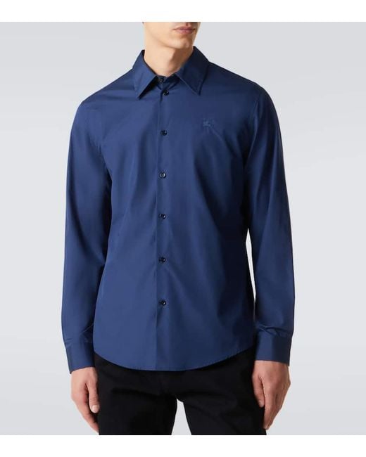 Burberry Blue Cotton Shirt for men