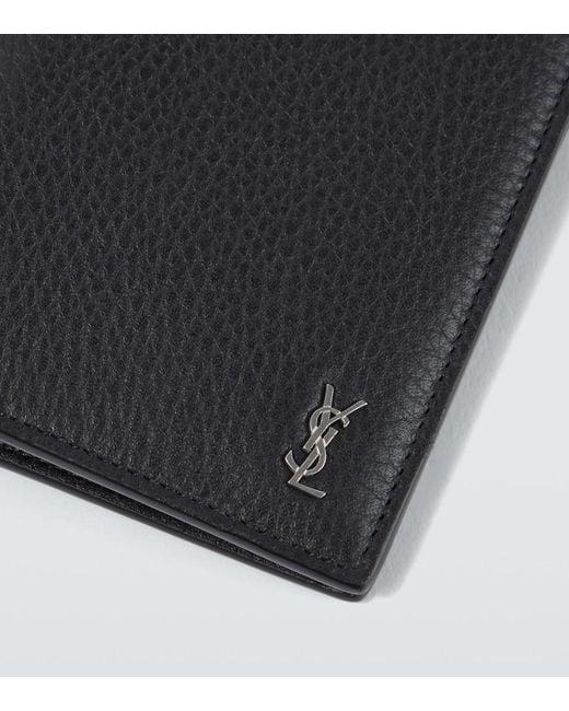 Saint Laurent Black Cassandre Leather Bifold Wallet for men