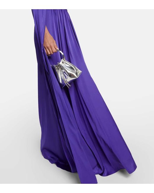 Safiyaa Purple Bridal Chiffon Cape Gown