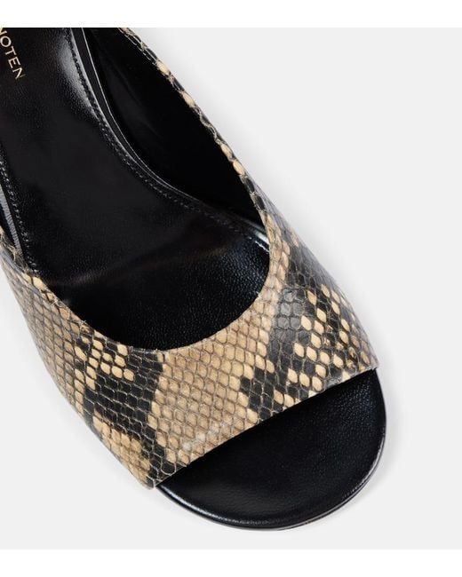 Dries Van Noten Black Snake-Effect Leather Mules