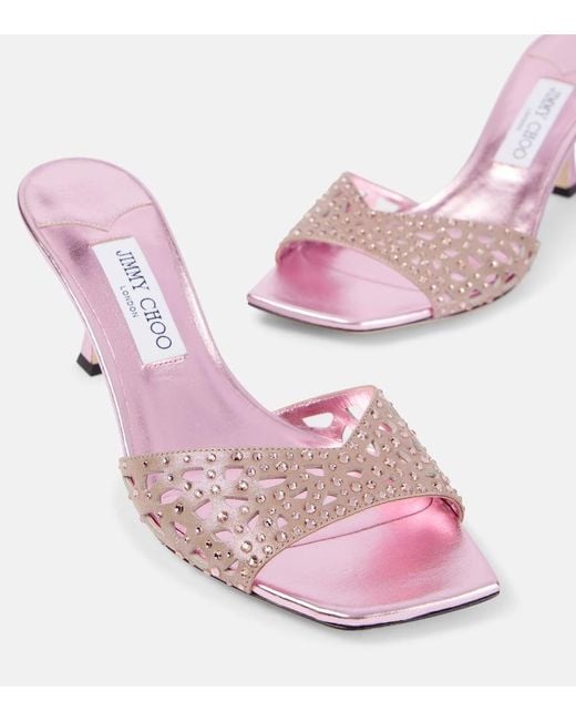 Mules Skye 70 En Satin A Ornements Jimmy Choo en coloris Pink