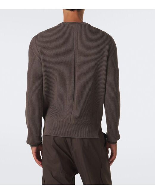 Rick Owens Brown Ribbed-Knit Virgin Wool Sweater for men