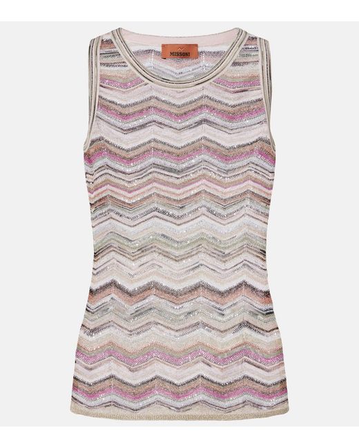 Missoni Gray Zigzag Sequined Lame Top