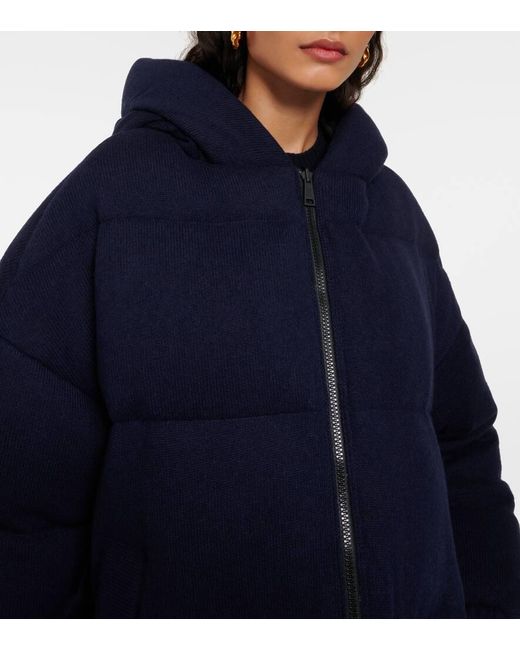 Yves Salomon Blue Wool And Cashmere Down Coat