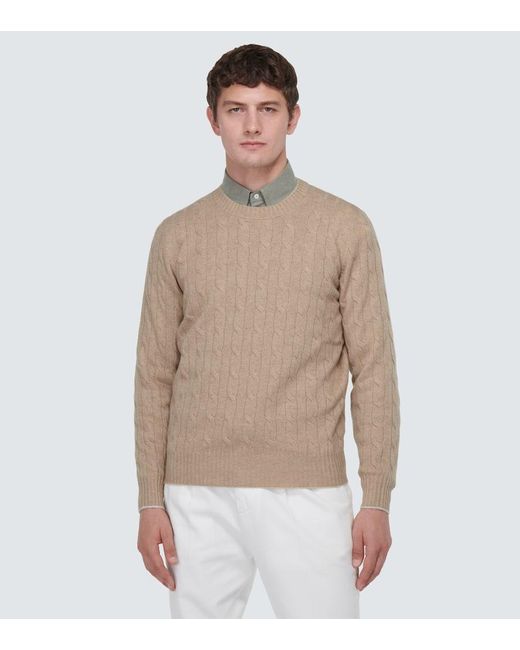Brunello Cucinelli Natural Cable-Knit Cashmere Sweater for men