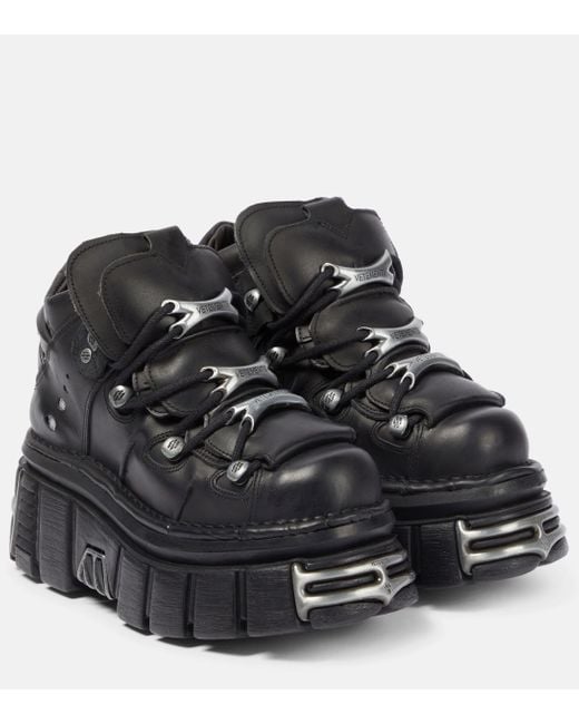Vetements X New Rock Leather Platform Sneakers in Black | Lyst Canada