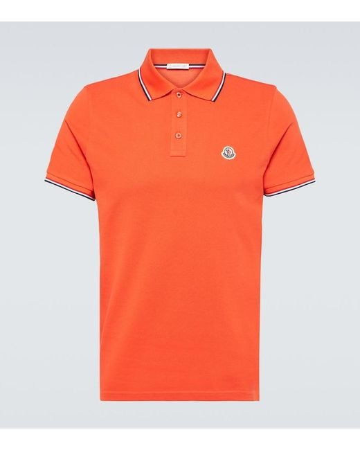 Moncler Polohemd aus Baumwoll-Pique in Orange für Herren