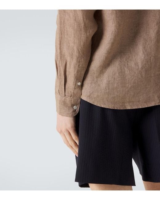 Sunspel Brown Linen Shirt for men