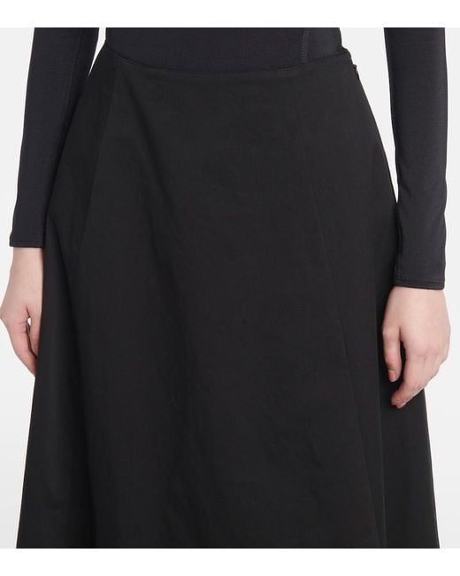 Balenciaga Black Cotton Twill Midi Skirt