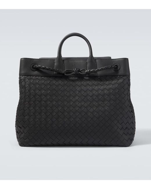 Bottega Veneta Black Intrecciato Leather Duffel Bag for men
