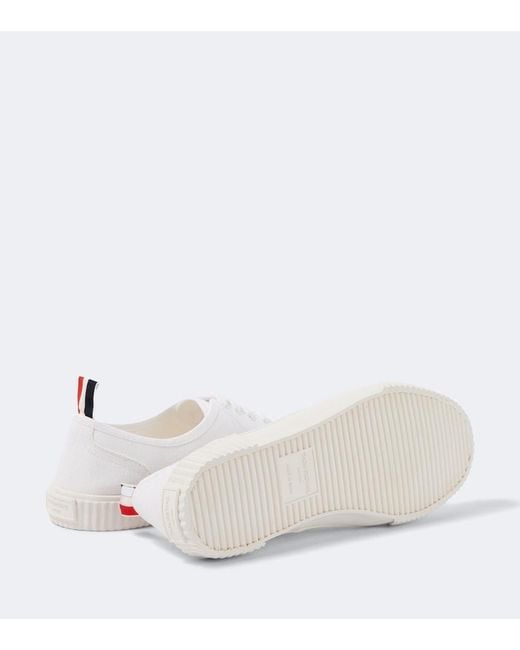 Thom Browne White Heritage Canvas Sneakers for men
