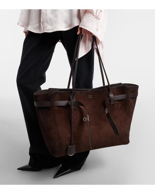 Balenciaga Brown Bel Air Large Suede Tote Bag