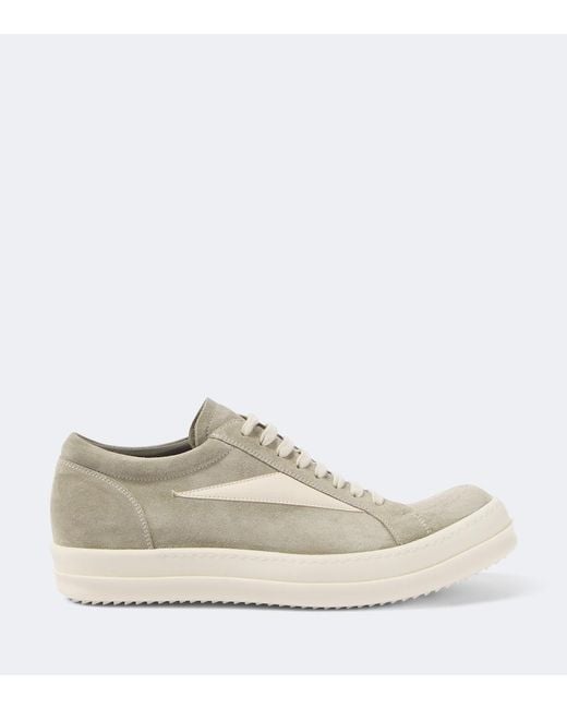 Rick Owens White Vintage Suede Sneakers for men