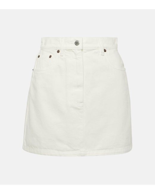 Prada White High-rise Denim Miniskirt