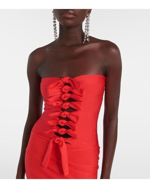 Coperni Red Gala Tie-Front Jersey Midi Dress