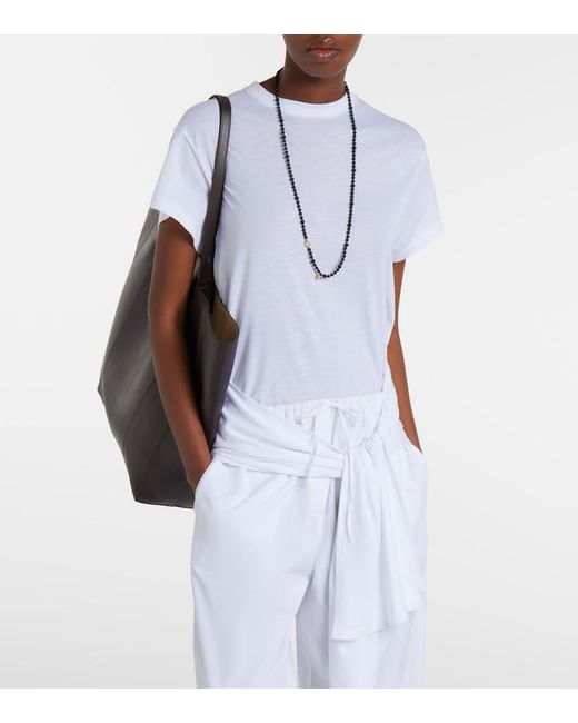 Totême White Tie-Waist Jersey Top