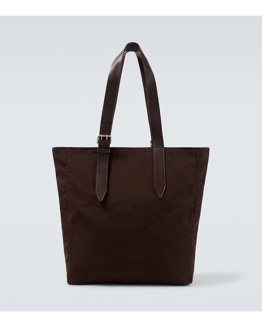 Dries Van Noten Tote Bag Aus Baumwoll-Canvas Mit Leder in Brown für Herren