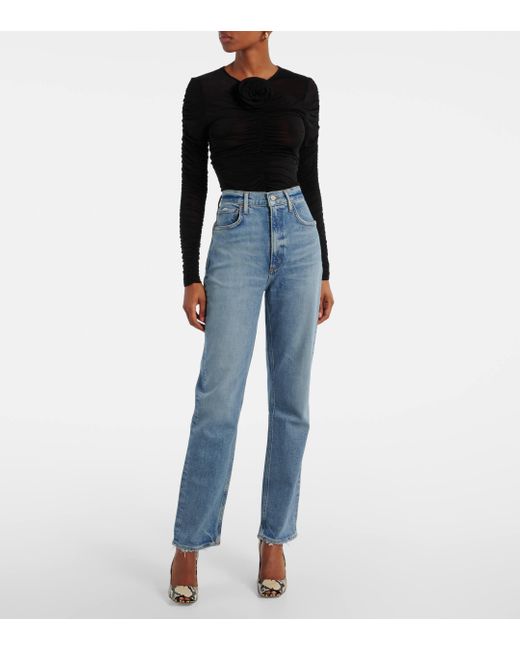 Agolde Blue 90s' Mid-rise Cropped Straight Jeans