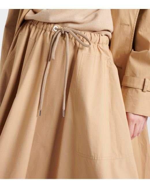 Moncler Natural Logo Cotton Midi Skirt