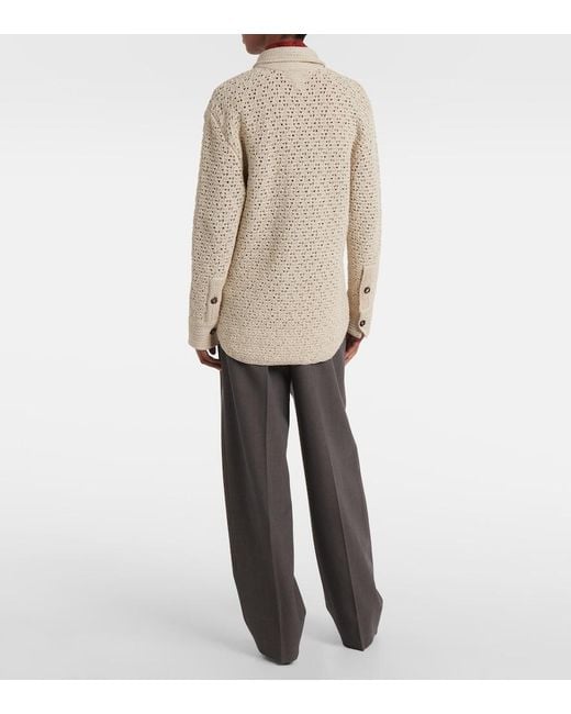 Bottega Veneta Natural Cotton Crochet Shirt