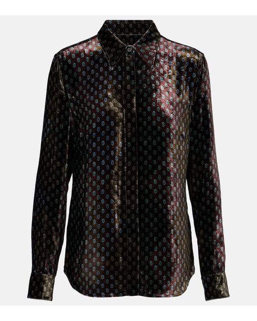 Dries Van Noten Black Printed Velvet Shirt
