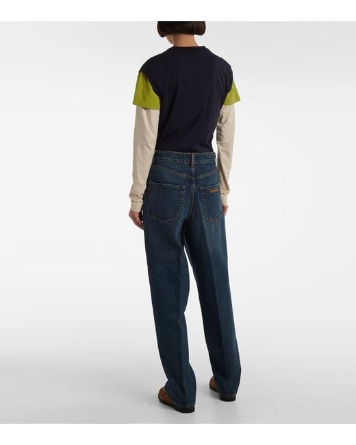 Jeans Boyfriend A Vita Alta di Miu Miu in Blue