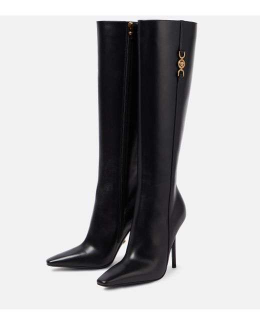 Versace Black Medusa '95 Leather Knee-high Boots